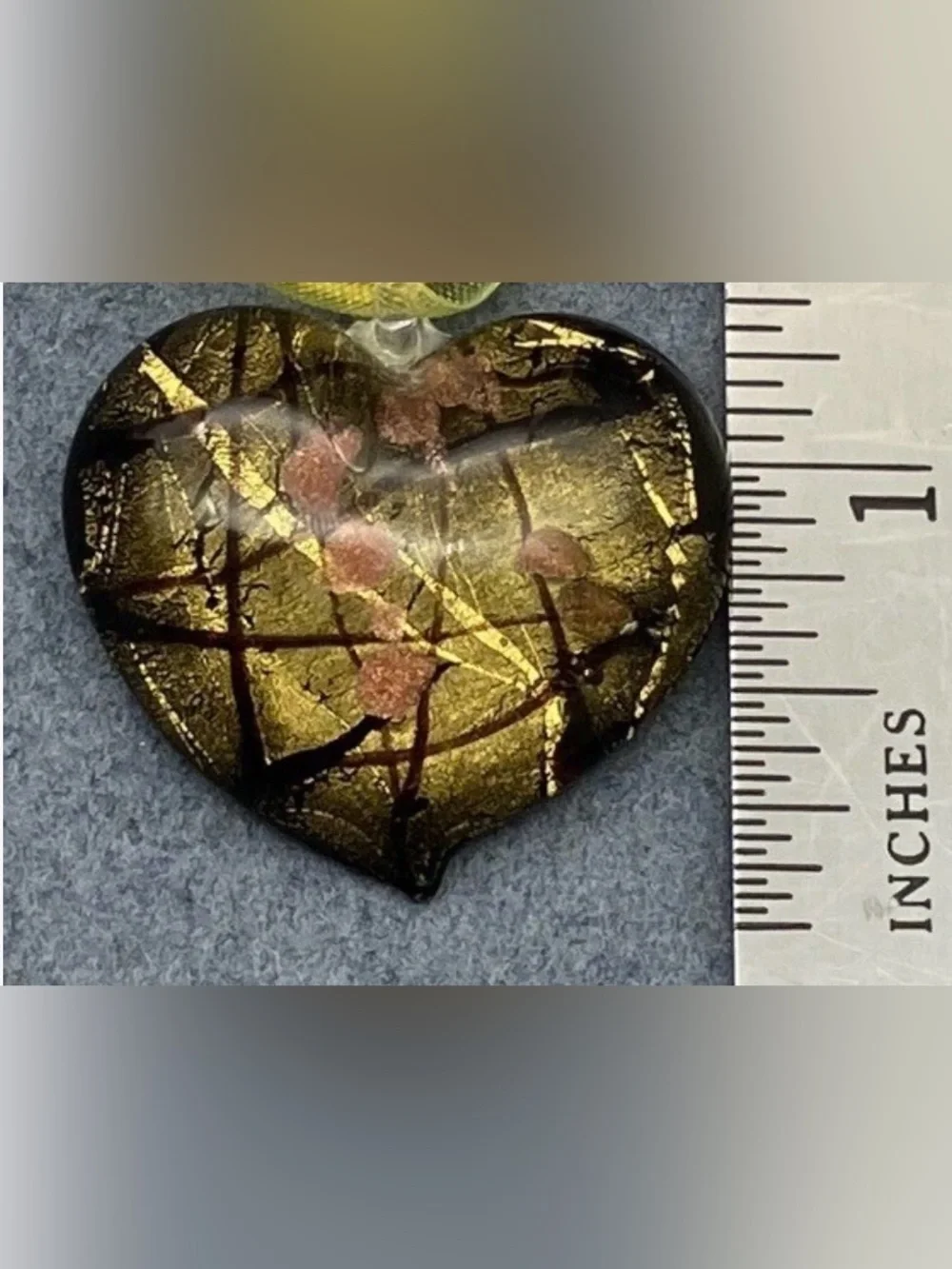 Gold Pink Murano Style Art Glass Pendant Necklace Multi Cord Ribbon Choker